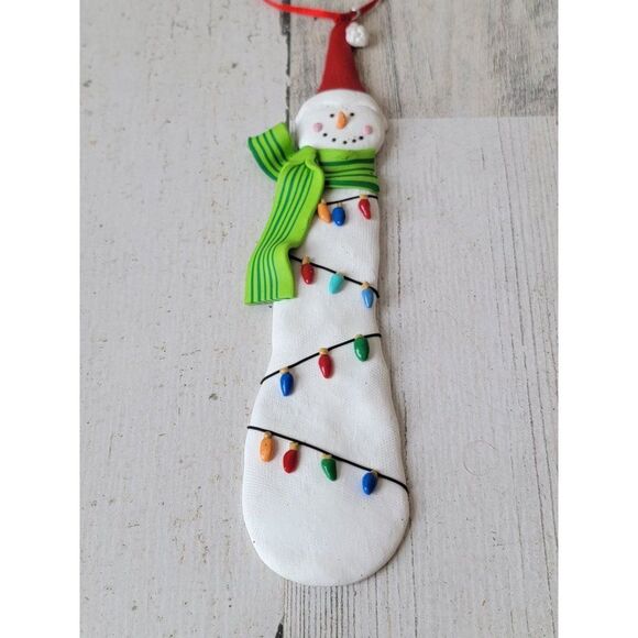 Snowman string lights scarf hat ornament Xmas decor - Picture 2 of 8